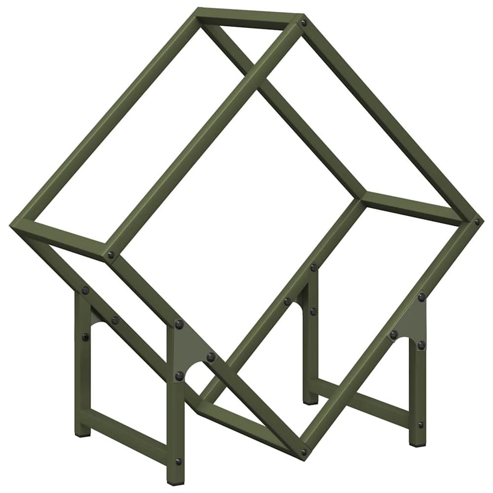 Portant de bois chauffage vert olive 50x25x50 cm
