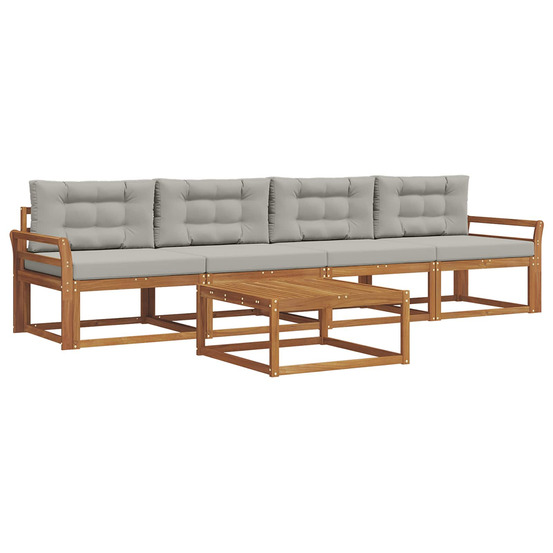 Ensemble de canapés d'extérieur 5 pcs gris naturel et clair