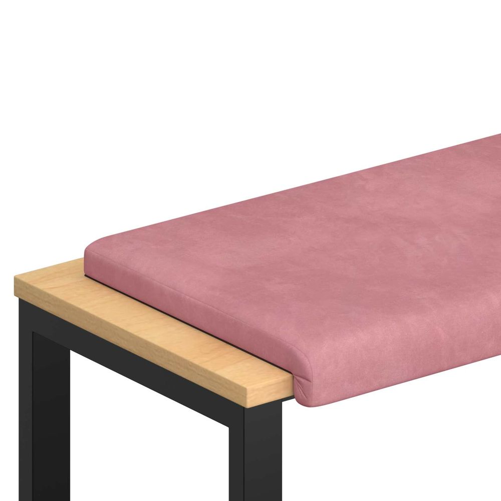 Coussin de banc velours rose profondeur 35 cm