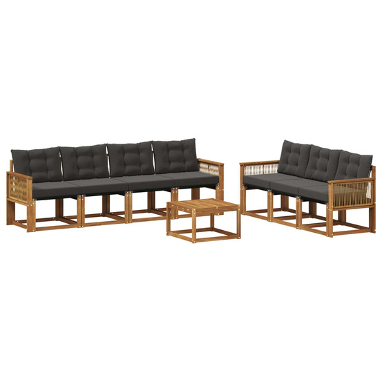 Ensemble de canapés d'extérieur 8 pcs naturel et noir