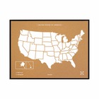 Carte en liège - woody map natural usa / 90 x 60 cm / blanc / cadre noir