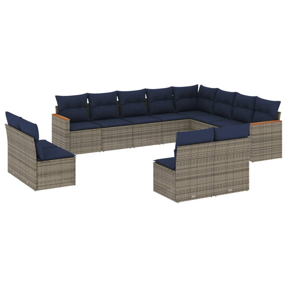 Ensemble de canapé de jardin 12 pcs avec coussins gris