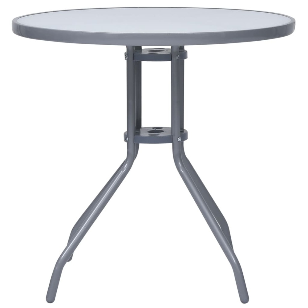 Table de jardin gris clair 80 cm acier et verre