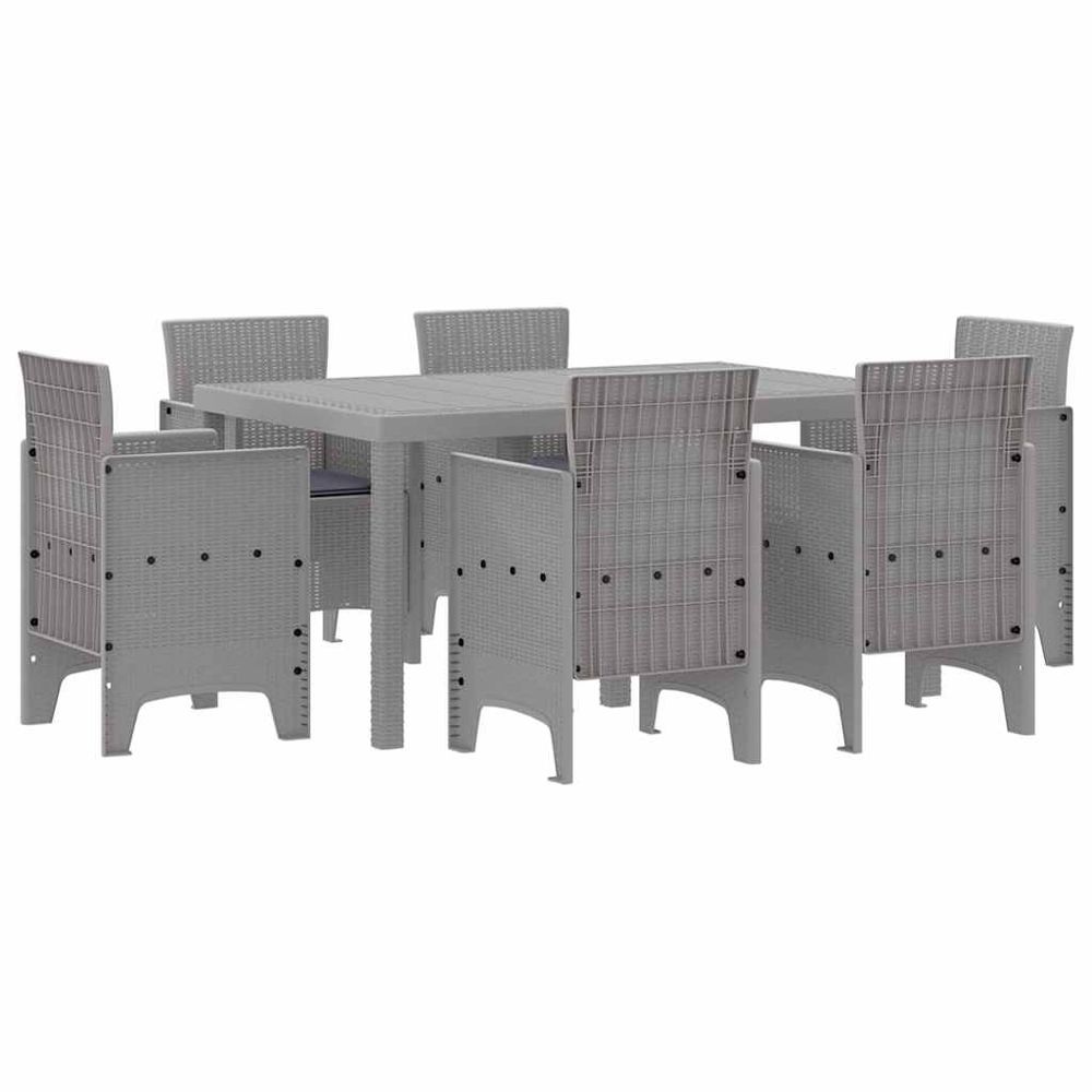 Ensemble de salle à manger pour jardin 7 pc gris clair