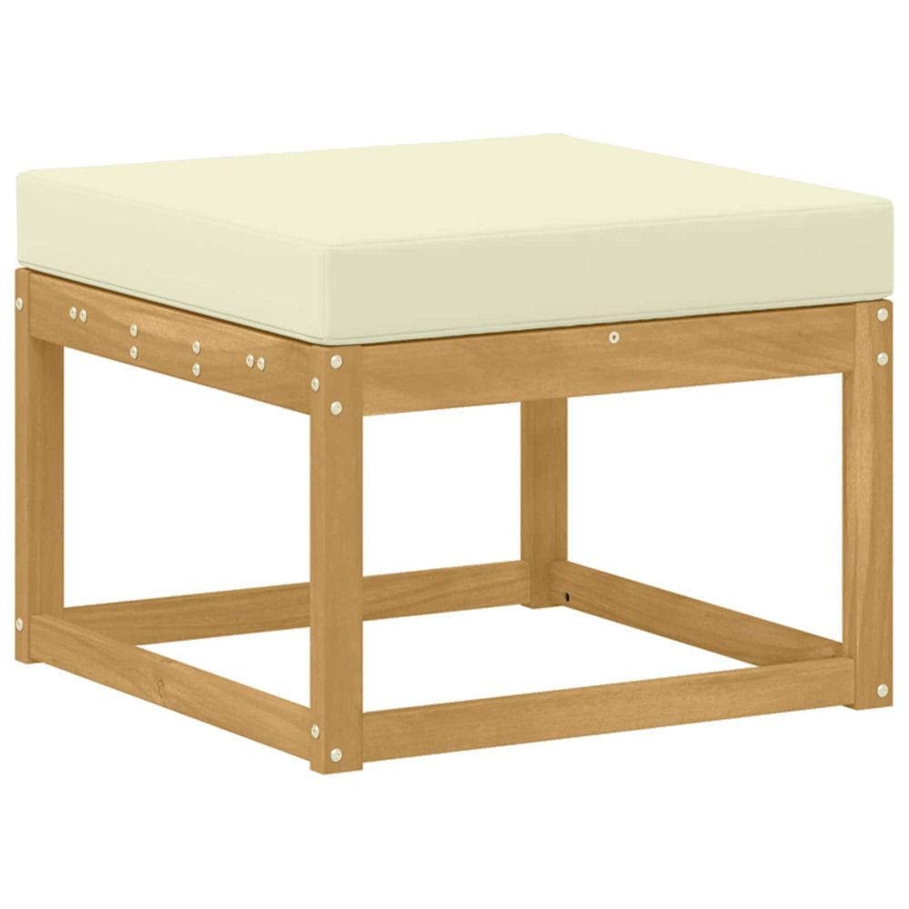 Hocker d'extérieur bois d'acacia massif blanc