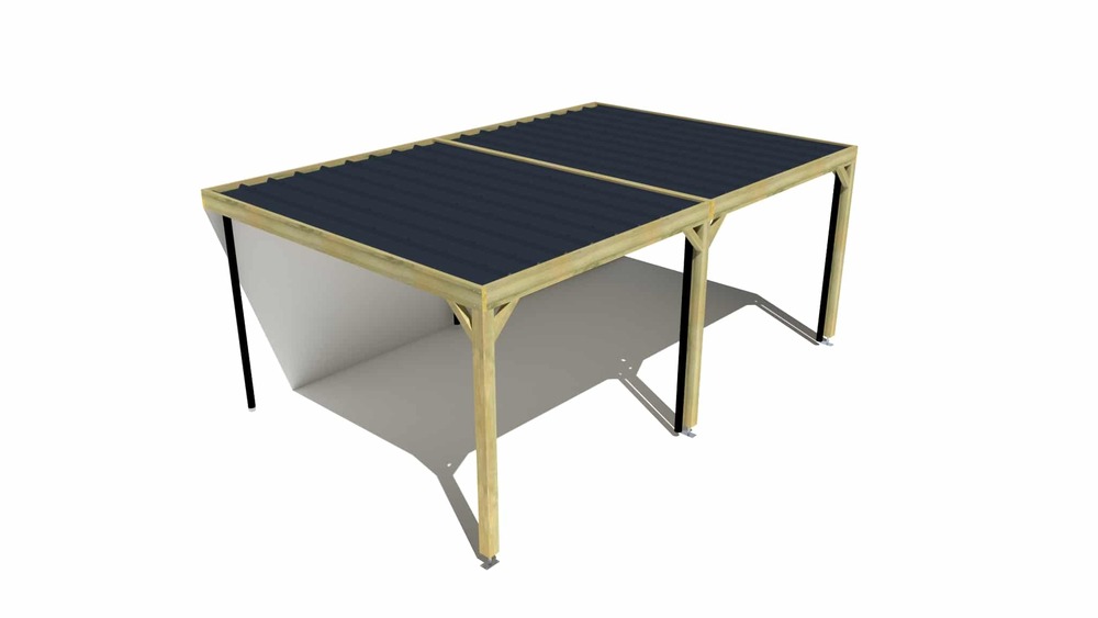 Carport bois • 6m x 4m • adossée • sens largeur • livraison comprise