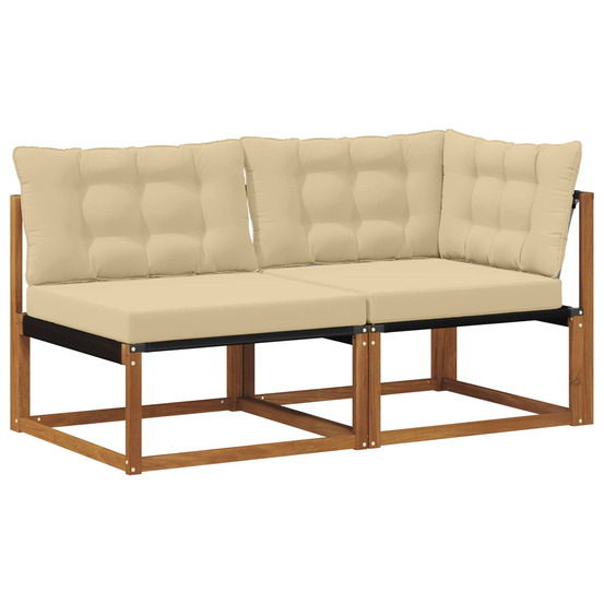 Canapé d’extérieur milieu et coin avec coussin 7 pièce naturel