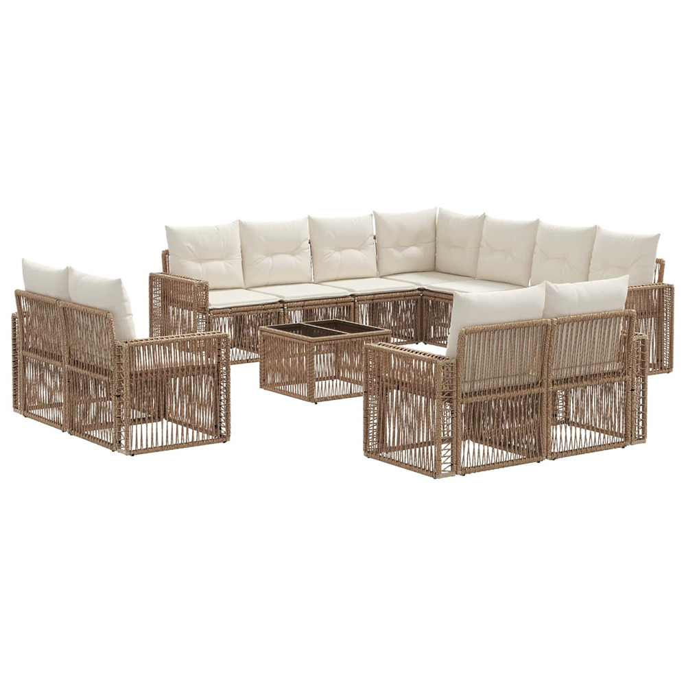 Ensemble de canapé de jardin 12 pcs beige et blanc crème