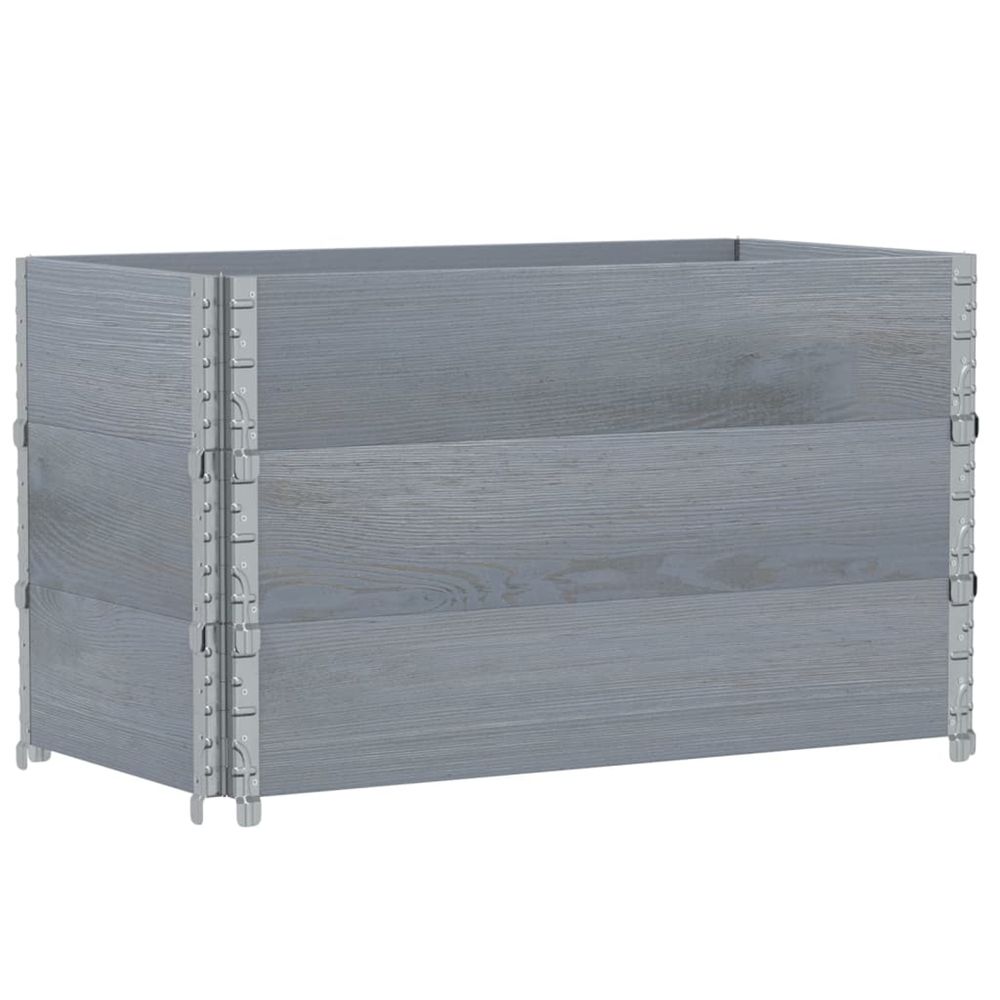 Colliers de palette 3 pcs gris 100x50 cm bois de pin solide