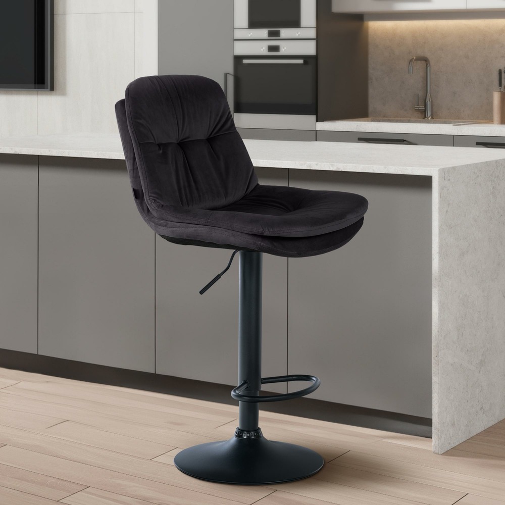 Tabouret de bar laurel velours noir
