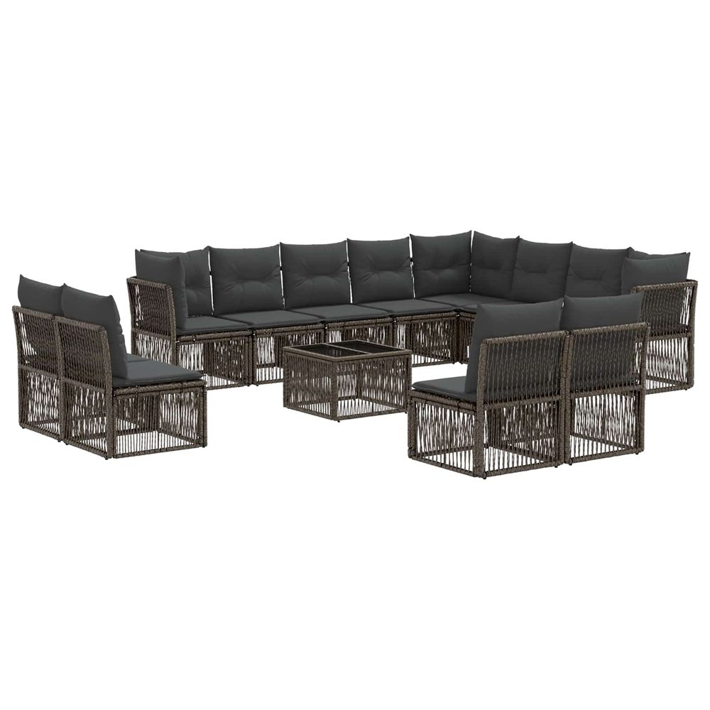 Ensemble de canapé de jardin 13 pc gris polyrotin