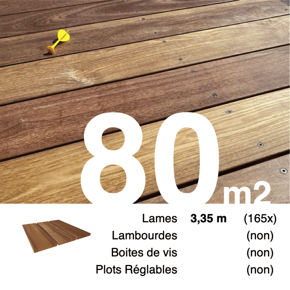 Lames de terrasse bois exotique cumaru 21 x 145 mm • longueur 3,35 m • classe 4 • lot pour 80 m²