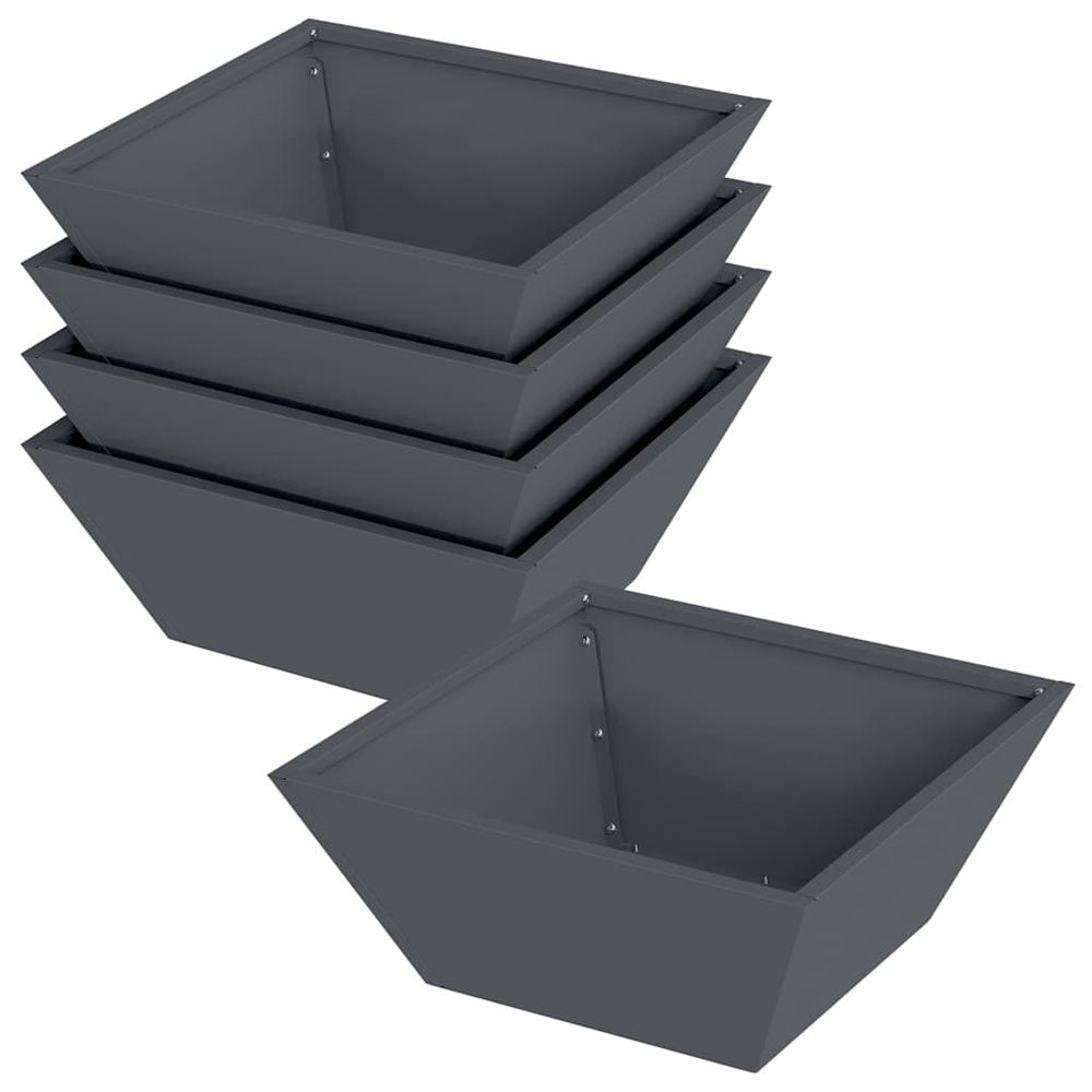Cache-pot de jardin 5 pc anthracite 40 x 40 x 15 cm