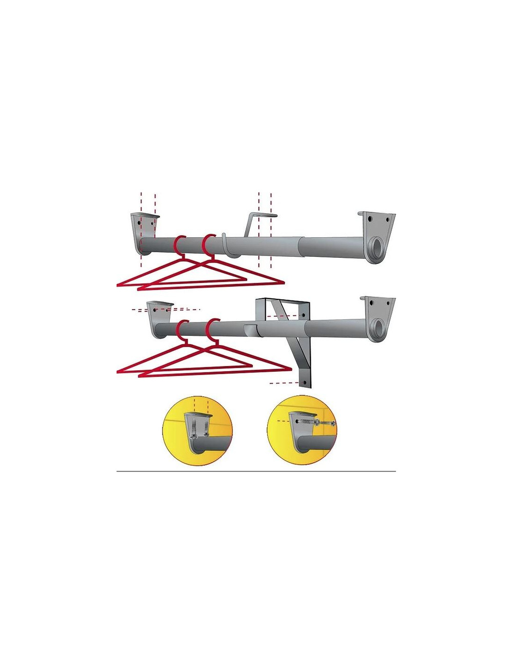 Barre de penderie de 40 à 72 cm coloris blanc - mottez