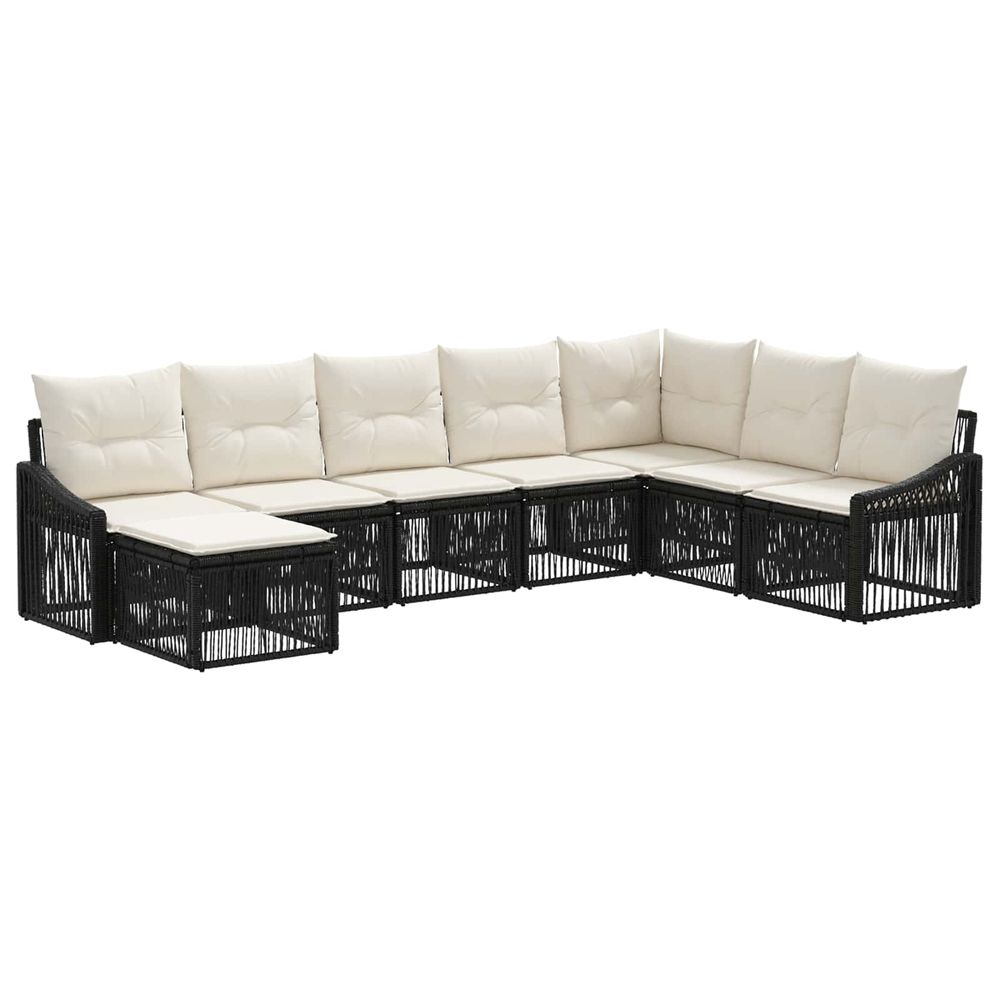 Ensemble de canapé de jardin 8 pc noir polyrotin