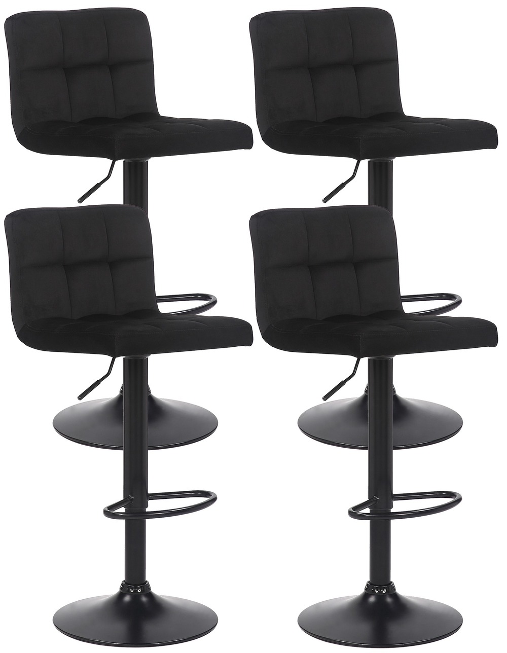 Lot de 4 tabourets de bar feni velours