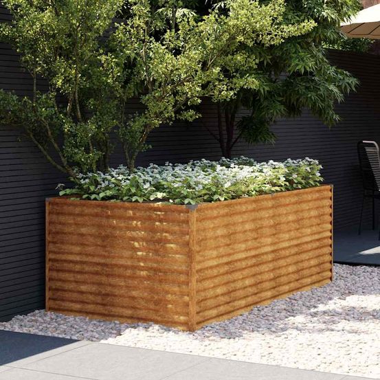 Carré potager en acier corten 196x100cm pour jardin potager et terrasse