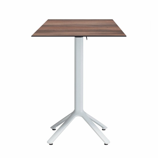 Restootab - table haute pliable nemo blanche pour extérieur bois foncé 60x60