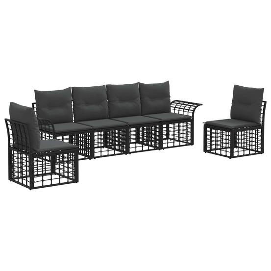 Ensemble de canapés d'extérieur 6 pcs noir et gris foncé