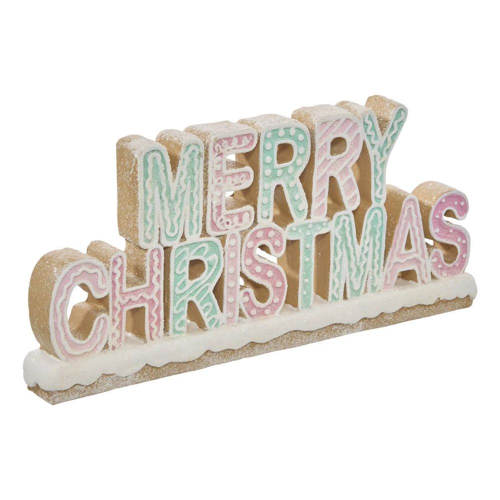 Mot décoratif de noël en résine rose et bleu l. 27,5 cm