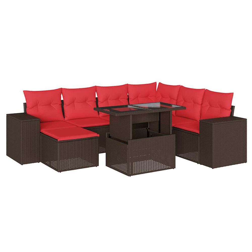 Ensemble de canapé de jardin 8 pcs avec coussins marron