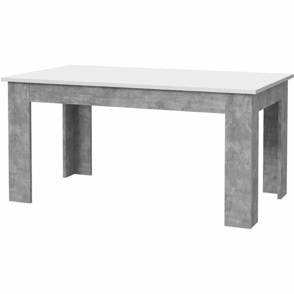 Table à manger 6-8 personnes - blanc et béton clair - 160 x 90 x 75 cm