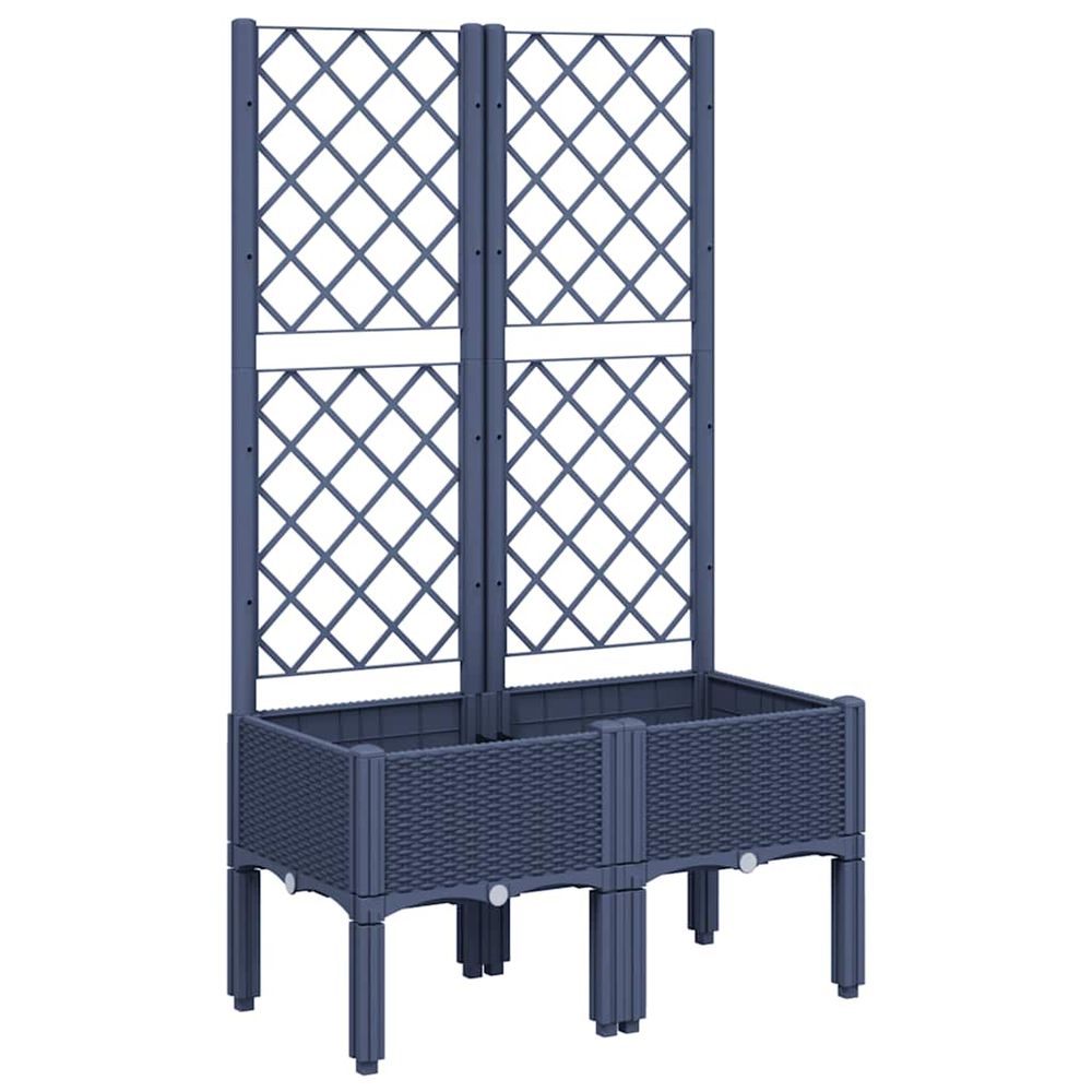Jardinière d'extérieur avec treillis bleu gris 80x40x142 cm pp