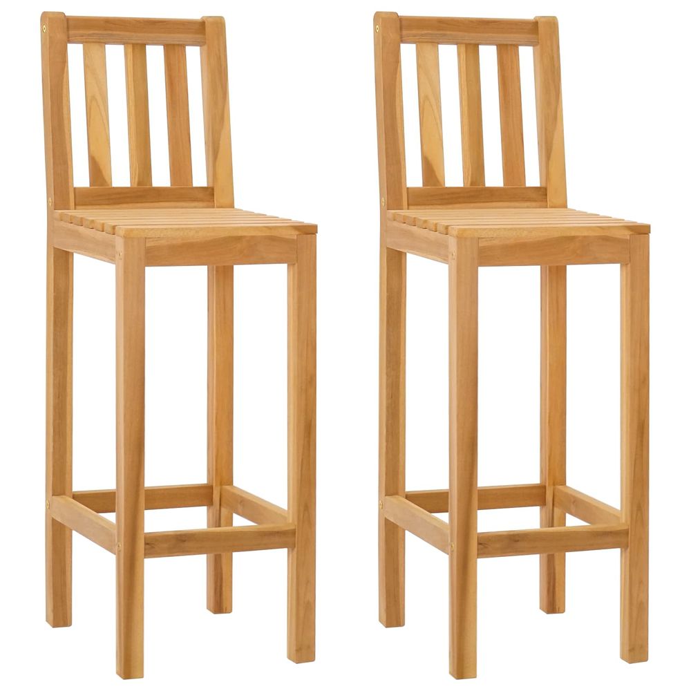 Tabouret de bar 2 pc naturel bois de teck massif