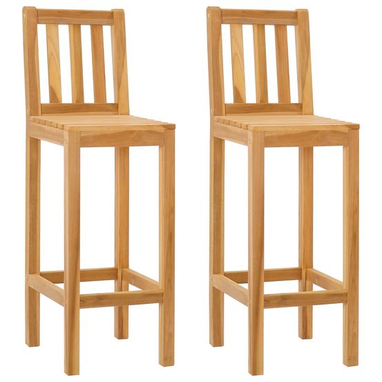 Tabouret de bar 2 pc naturel bois de teck massif