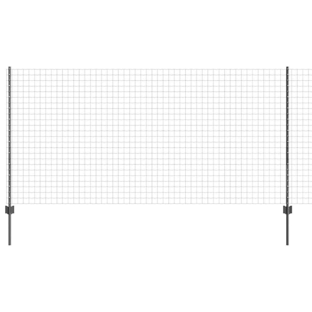 Clôture avec poteau gris 1,2 x 25 m acier et pvc
