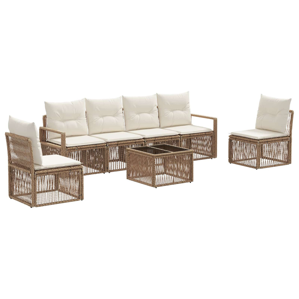 Ensemble de canapé de jardin 7 pcs beige polyrotin