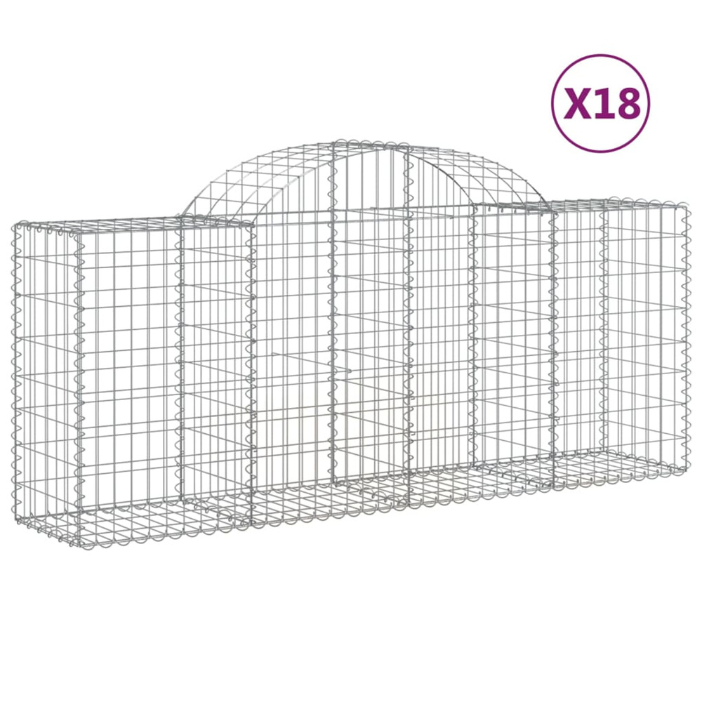 Paniers à gabions arqués 18 pcs 200x50x80/100 cm fer galvanisé