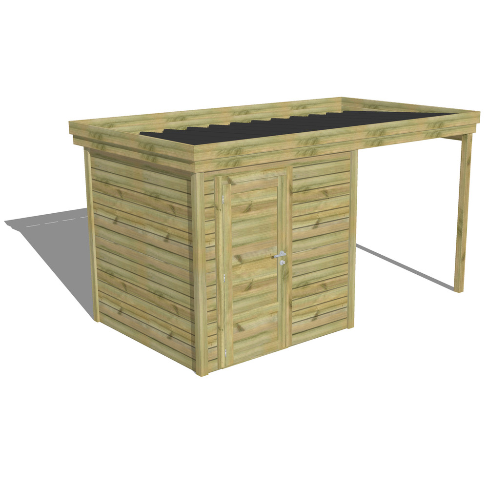 Abri de jardin bois pin traité autoclave 27mm - 4,14x2,14m / 9m2 - bac acier - abri français