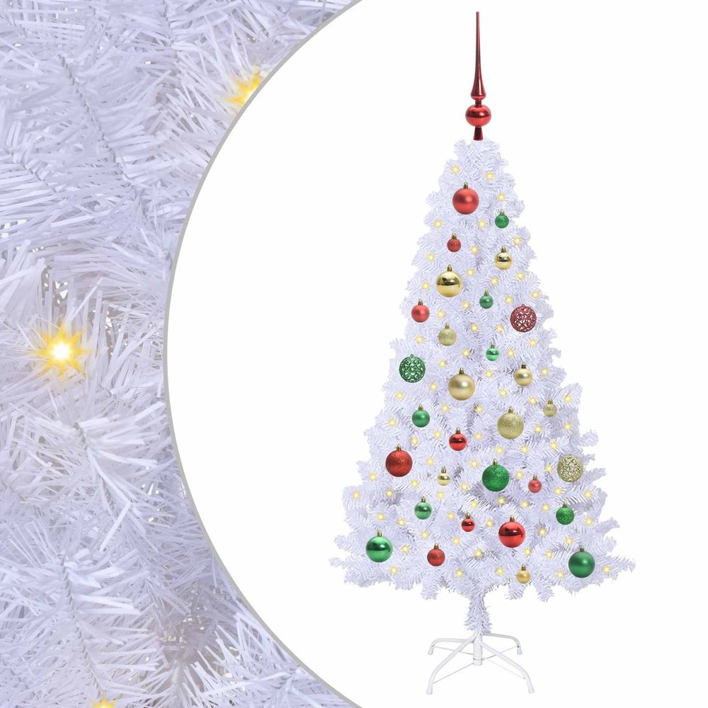 Sapin de noël artificiel blanc 120 cm pvc et acier