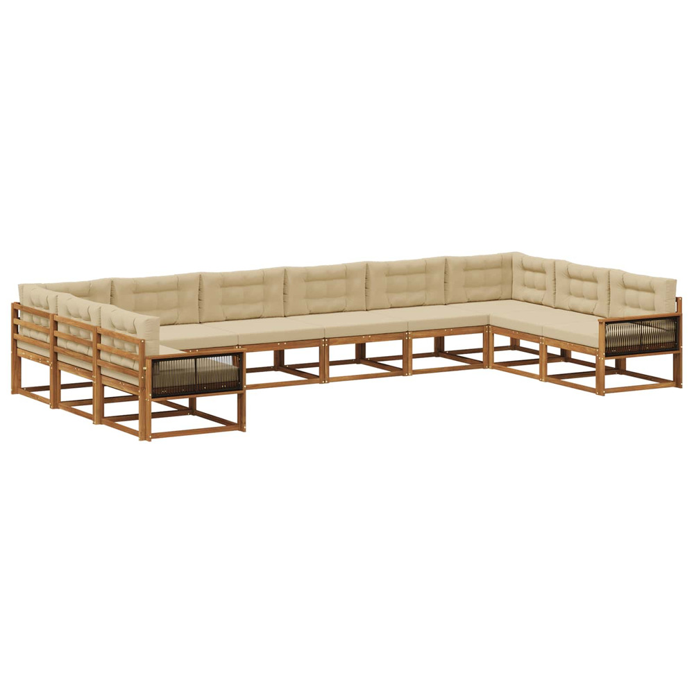 Ensemble de canapés d'extérieur 10 pcs naturel et beige