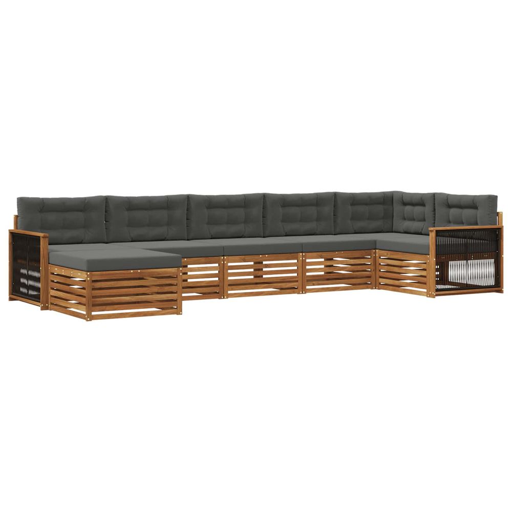Ensemble de canapés d'extérieur 7 pc naturel et anthracite