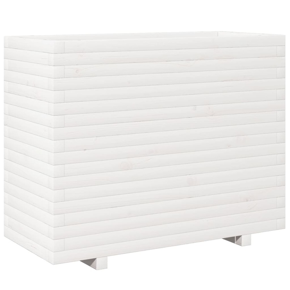 Jardinière bac lit surélevé plantes fleurs terrasse jardin 90 x 40 x 72,5 cm bois de pin massif blanc