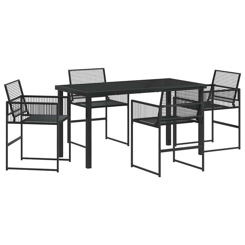 Ensemble de salle à manger pour jardin 5 pcs noir