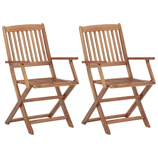 Chaises pliables de jardin lot de 2 avec coussins bois d'acacia