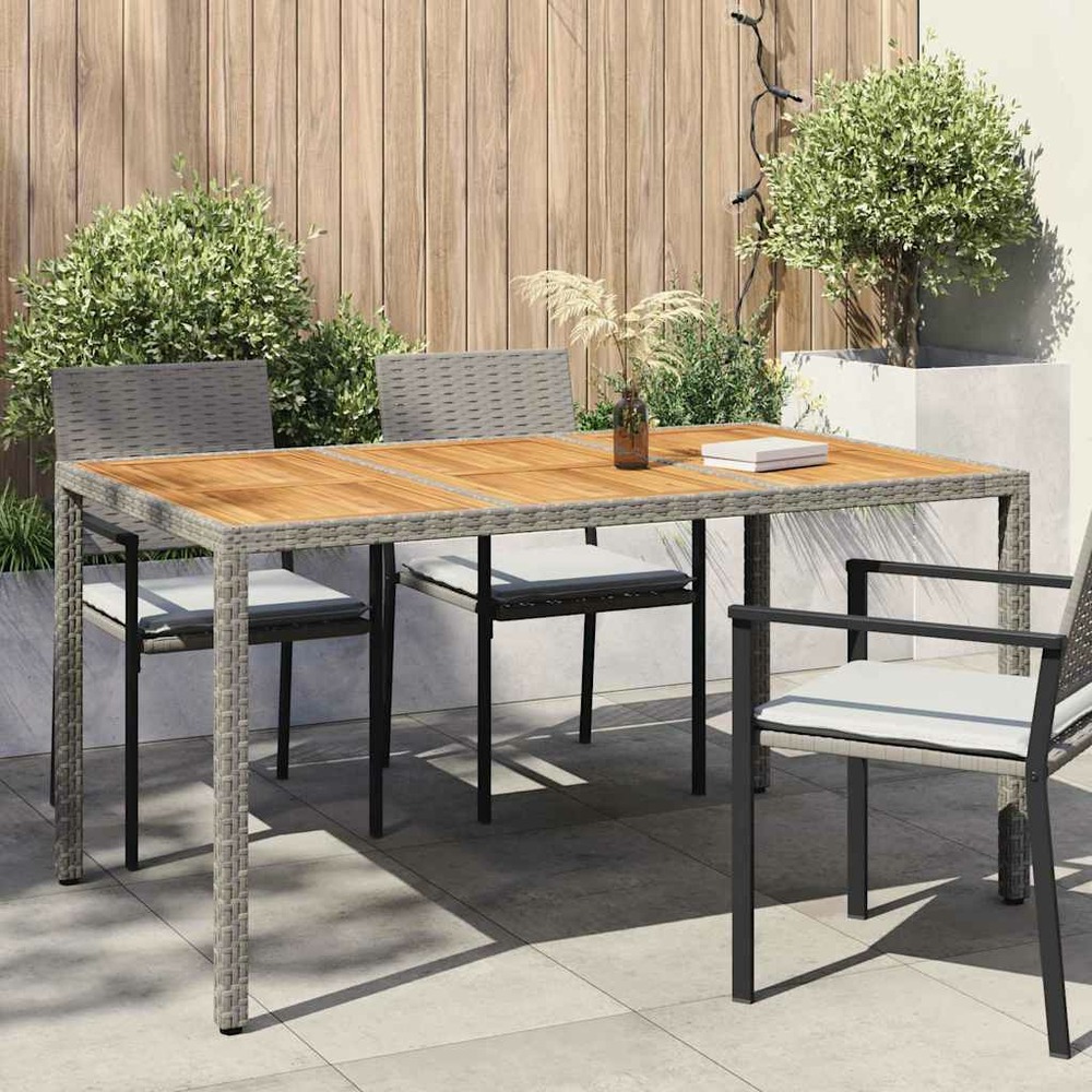 Table de jardin gris 150 x 90 x 75 cm polyrotin