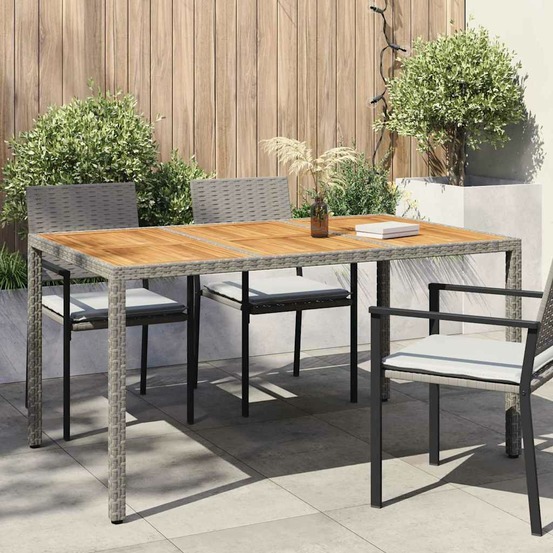 Table de jardin gris 150 x 90 x 75 cm polyrotin