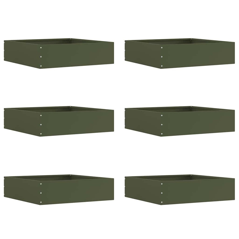 Bordure de pelouse 6 pcs vert olive 50 x 50 x 13 cm acier