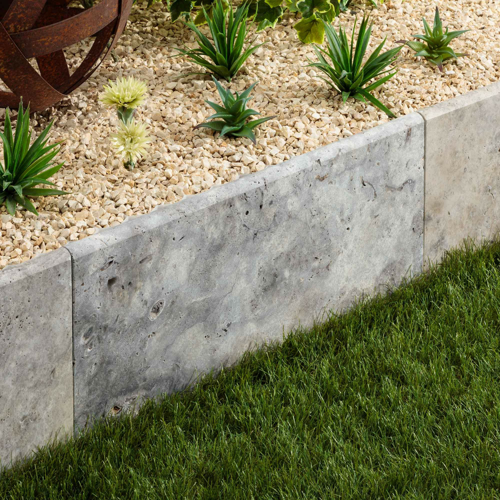 Bordure de jardin travertin gris silver 61x33x3 cm (à l'unité) - ro'ma nature