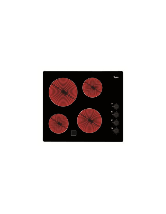 Vitroceramique-4 radiants dont 1x ø 21 cm 2,1 kw-cmdes manettes latérales-noir - whirlpool