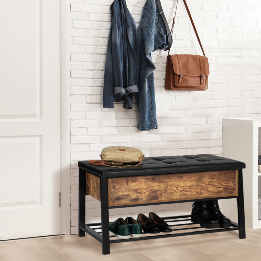 Banc coffre d'entrée chaussures nino design industriel