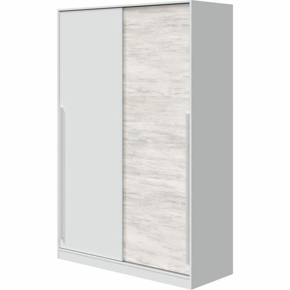 Armoire 2 portes coulissantes blanc artik et chêne nodi 200 x 121 x 50 cm