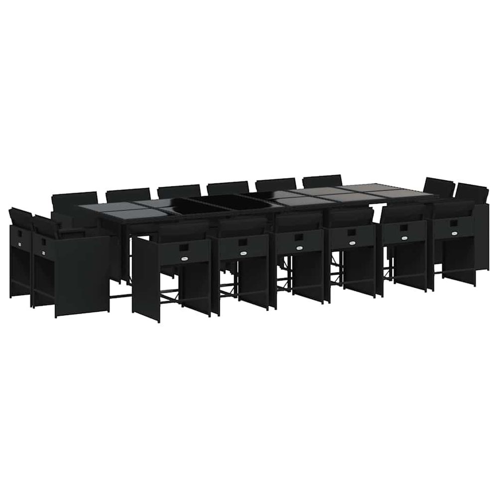 Ensemble à manger de jardin coussins 17 pcs résine tressée