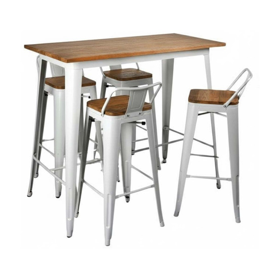Ensemble table haute et tabourets métal industriel