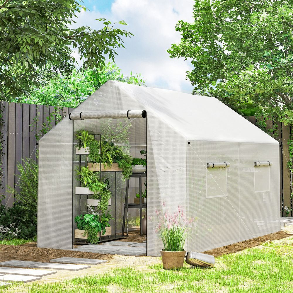 Serre tunnel polyéthylène acier galvanisé 3 x 2 x 2 m blanche jardin potager protection uv - comfortxl outdoor living