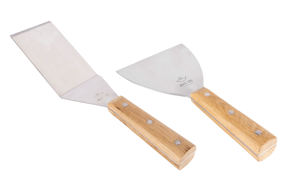 White fire set de spatules 2pcs avec manche en chene